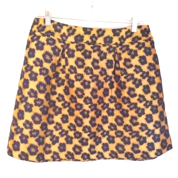 Banana Republic Mini Skirt Leopard Print Sheen Gold & Black 8 - Picture 1 of 11